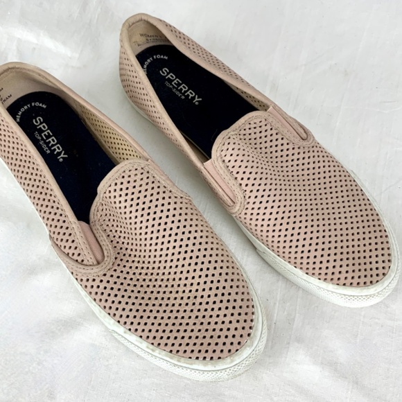 Sperry Top Siders W 10 Blush Seaside Perforated Slip On Sneakers Memory Foam - Picture 8 of 11